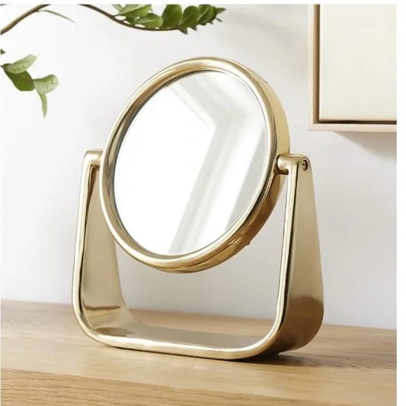 West Elm Brass Sculptural Vanity Mirror - Picture 1 of 10